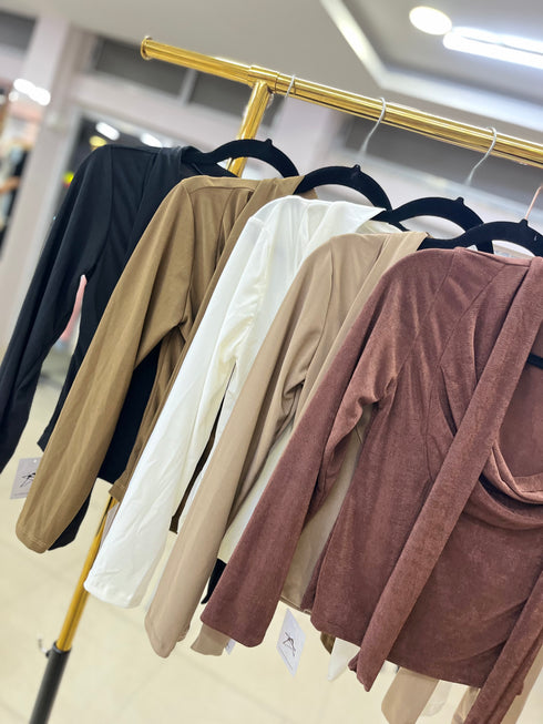 Cowl Neck Long Sleeves Tops